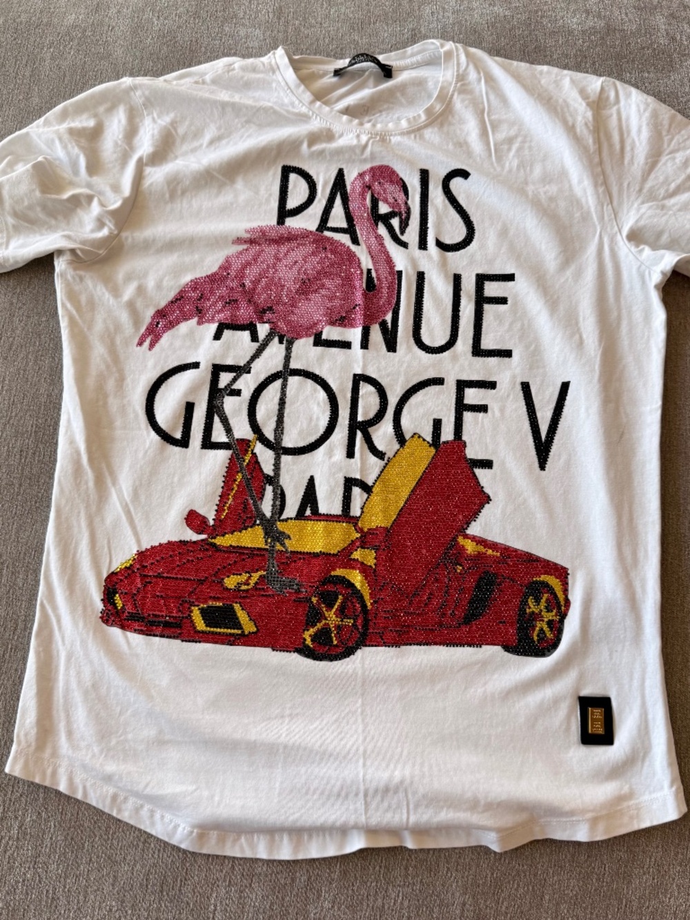 Avenue George V Paris Ferrari Flamingo Men's T-Shirt (XL)